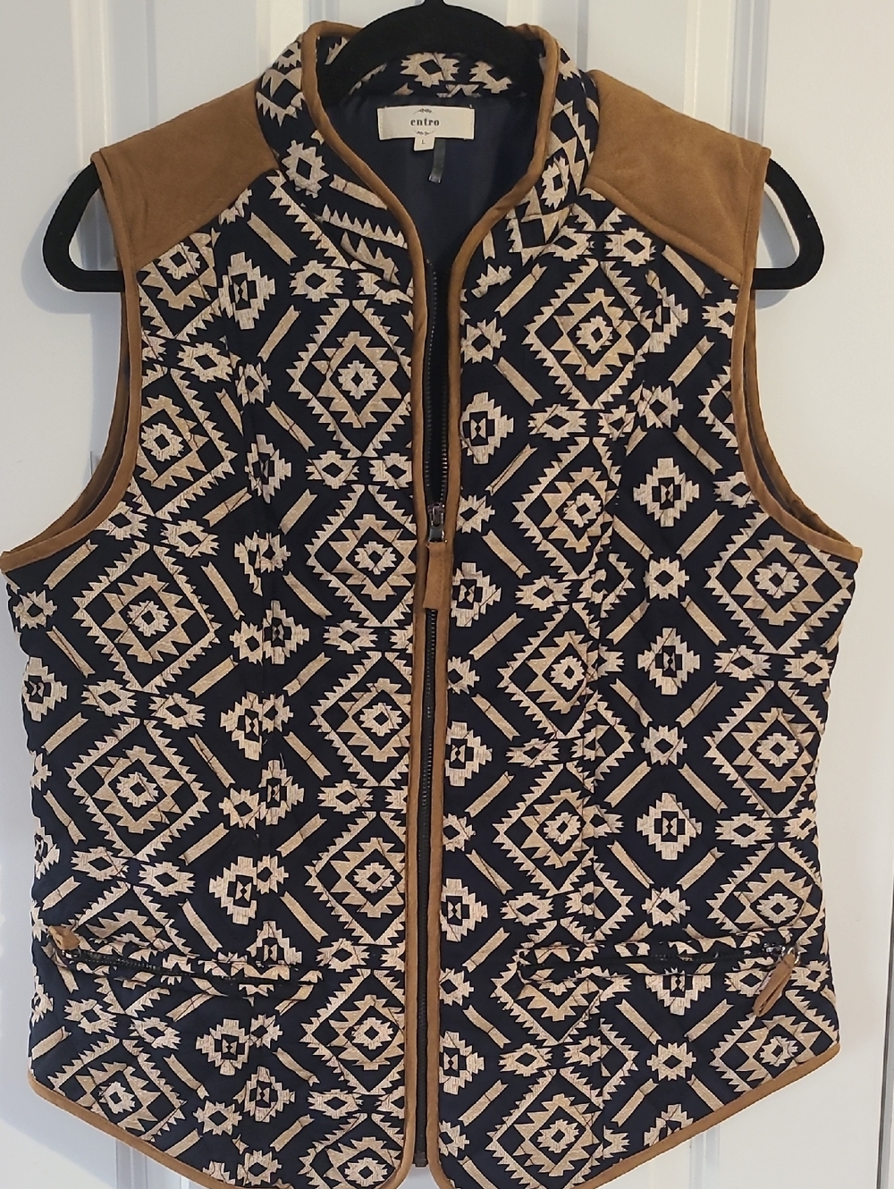 Rails Aztec-Print Quilted Vest in Black and Tan - Picture 2 of 6